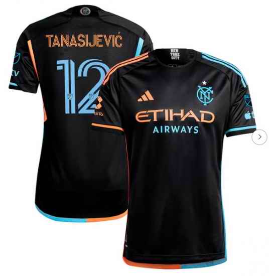 Men's New York City FC Strahinja Tanasijevic adidas Black 2024 24 7 Kit Authentic Player Jersey